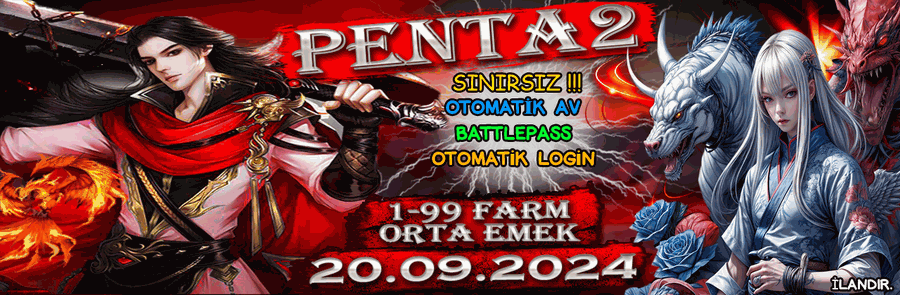 PENTA2 1-99 YENİ SUNUCU ORTA EMEK FARM SERVERİMİZ 20 EYLÜL 2024 CUMA 21:00'DA AÇILIYOR! tanıtım banner