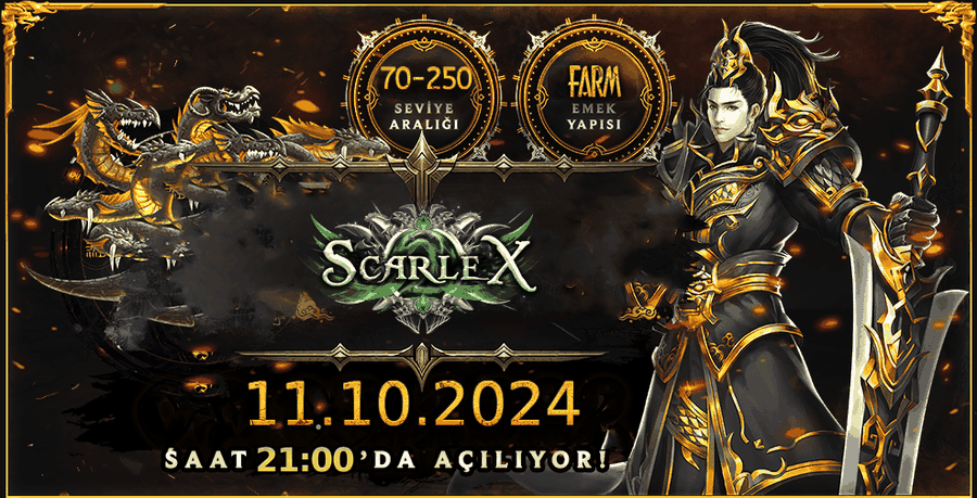 💎Scarlex2💎🔥70-250 BOL DÖNÜŞÜM👑 11 EKİM CUMA 21:00'DA 📣 ERKEN KAYIT ÖDÜLLÜ! ⚔️ ÜCRETSİZ OTO AV ⚔️💸 ITEMCI LEGAL SATIŞ İLE TL KAZAN 💸
